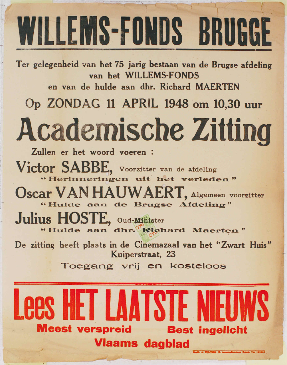 Willemsfonds Brugge, 75 jaar
1948