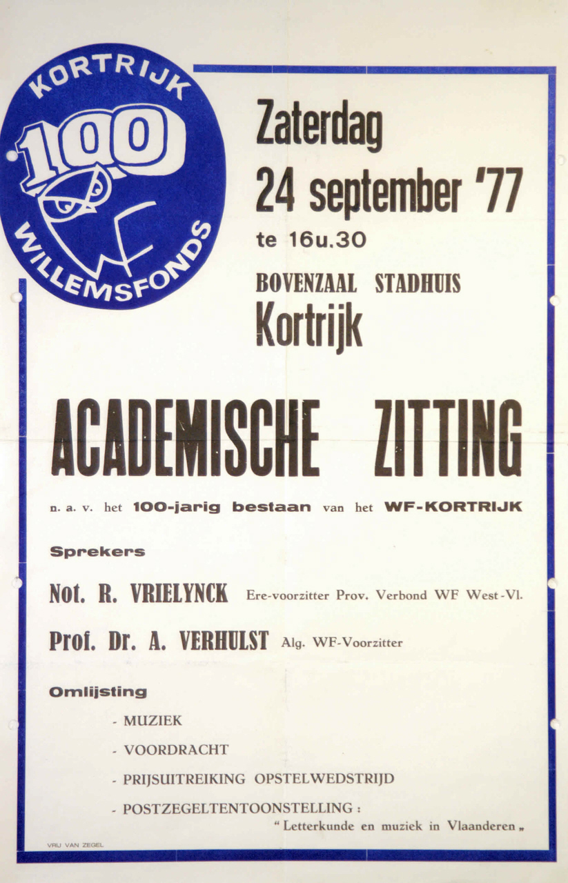 Willemsfonds Kortrijk, 100 jaar
1977