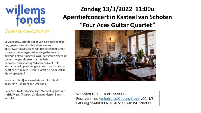 2022-03-13 Aperitiefconcert Four Aces Guitar quartet